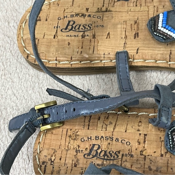 GH Bass & Co Beaded T-Strap Sandals-Blue/Gray-Womens 7-Summer-Spring-Casual-Cute - Picture 9 of 10